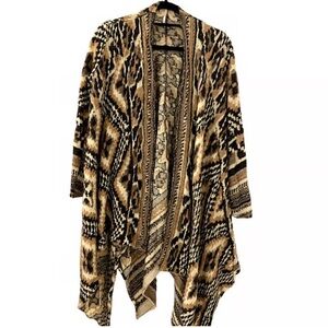 Free People Long line Duster Tribal/ Aztec/ Bohemian Oversized Wool blend Sz XS